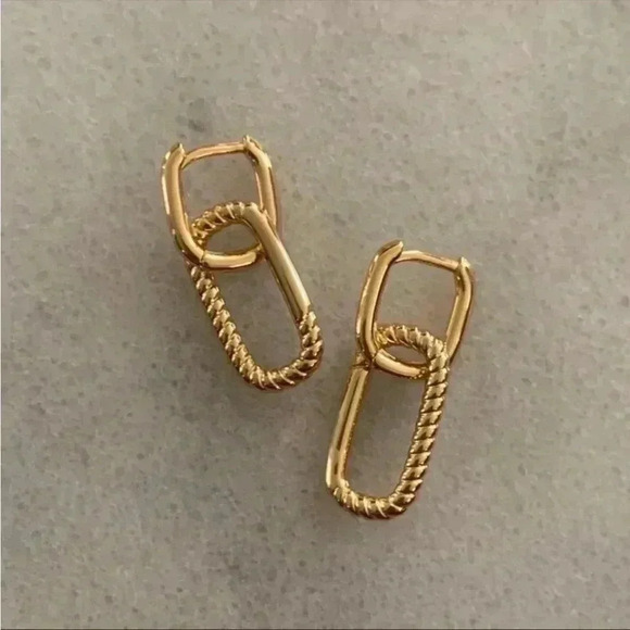 Modest Lu Jewelry - COPY - 18K Gold Plated Double Hoop Twist Chunky Earrings